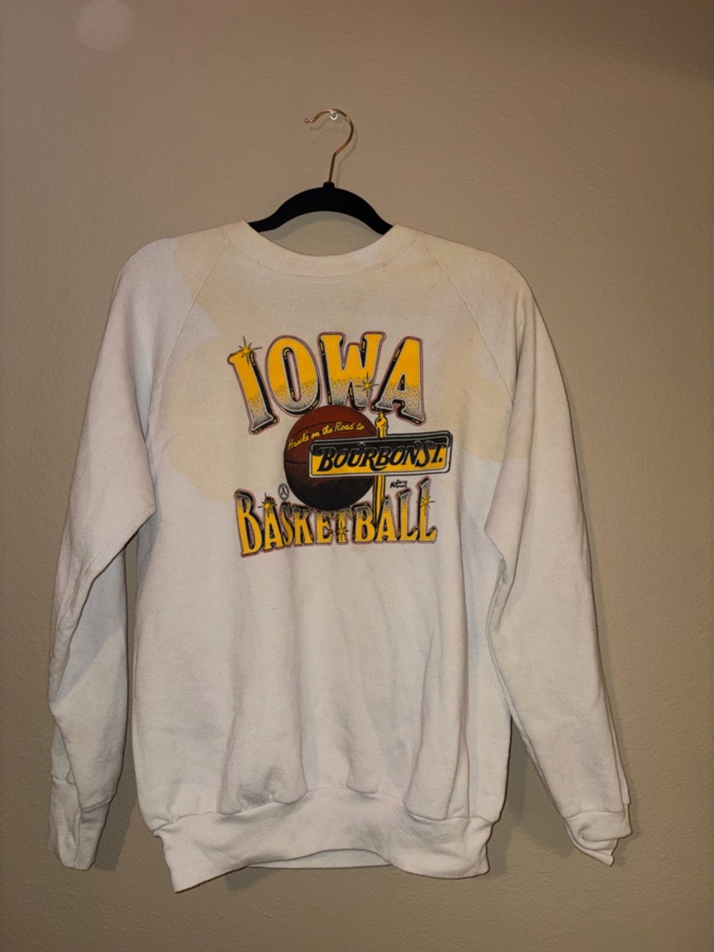 White Iowa Basketball Road to Bourbon Street Crewneck